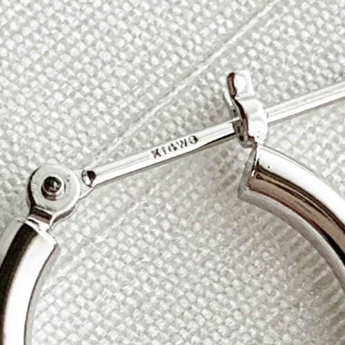 地金＊14金【2×15mm 定番フープピアス】ホワイトゴールド 刻印入