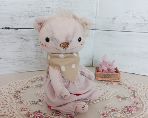 薄ピンクくまさん テディベア くまのぬいぐるみ ぬいぐるみ ひぐま組