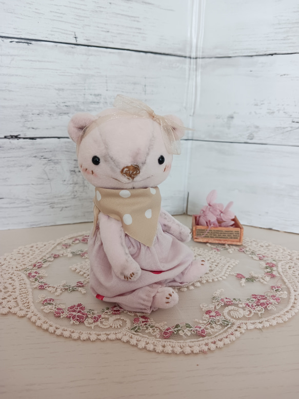 薄ピンクくまさん テディベア くまのぬいぐるみ ぬいぐるみ ひぐま組