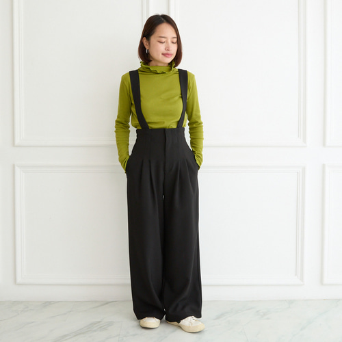 美品 Spick & Span ツイードサロペット ブラック 38 肩紐調整可 3サイズ】着回し抜群 肩紐を取り外せる 2Way 大人女子なハイウエスト