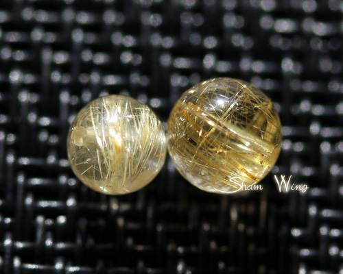 良質ゴールドルチルクォーツ ラウンド約5.9～7.4mm✿天然石 天然石