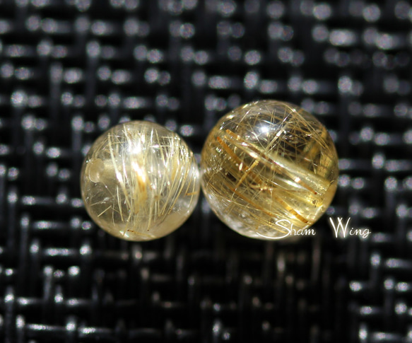 良質ゴールドルチルクォーツ ラウンド約5.9～7.4mm✿天然石 天然石