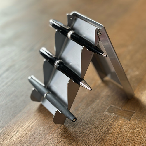 ステンレスのペンスタンド・3本用 / 万年筆、ボールペン、筆立てに