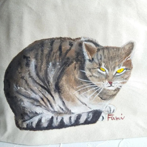A4サイズもらくらく入るてがきのトートバッグ(キジトラ猫さん) トート