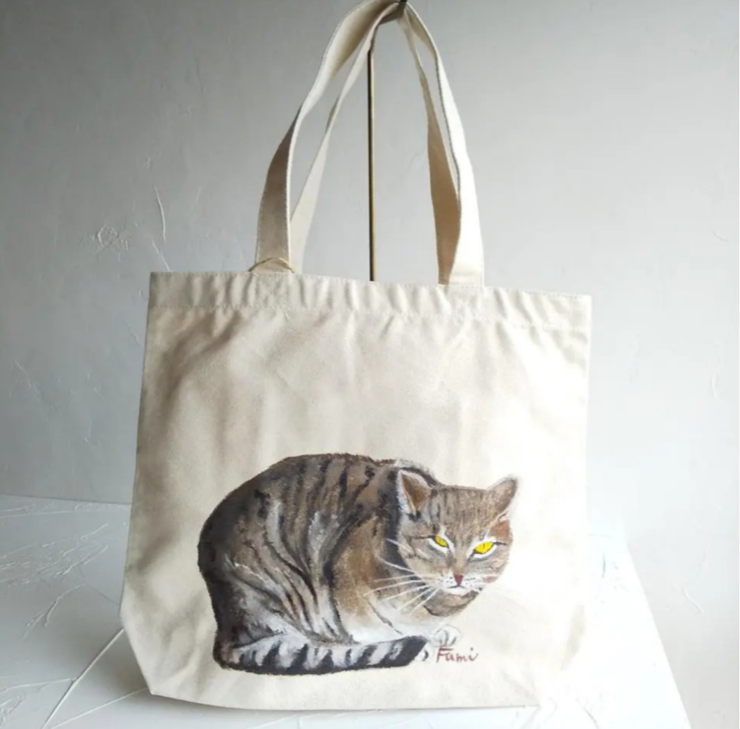 ハンドバッグ 桜咲く猫 春 かごバッグ バッグ 茶トラ キジトラ 一閑張り