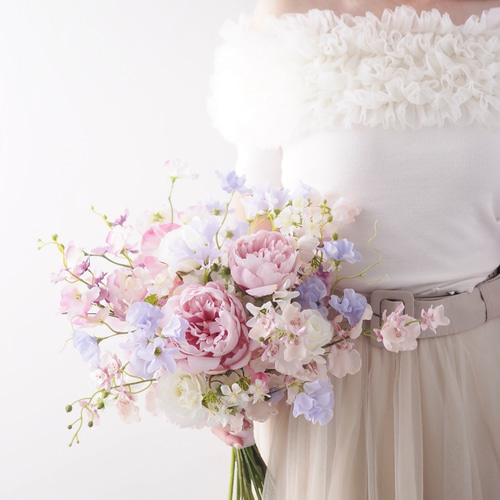 即発送可！♡芍薬とスイートピーのパステルブーケ ピオニー