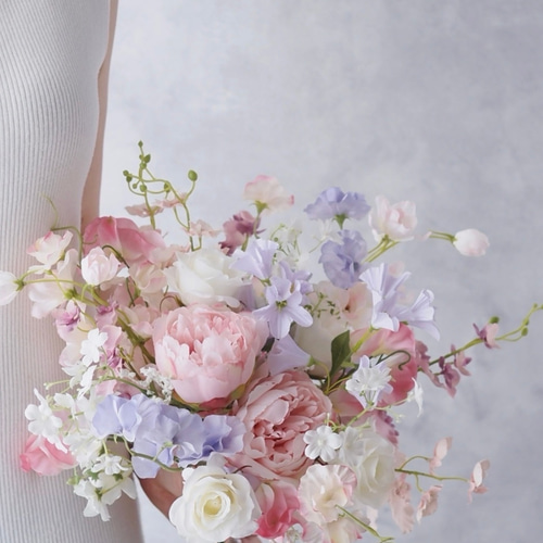 芍薬とスイートピーのパステルブーケ ピオニー スイートピー アーティ