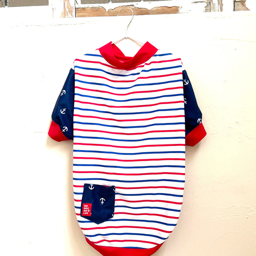 セミオーダーわんこ服❤️着てる方が涼しいTシャツ マルチボーダー