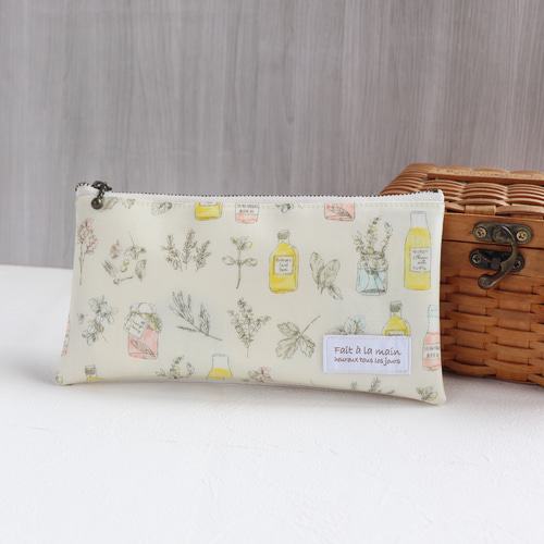 やりくりラミネートポーチ ハーブ&ボトル お財布ポーチ 通帳・お札入れ