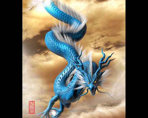 手描きイラスト＊オリジナル【青龍】 手描きイラスト(イラスト名・龍)