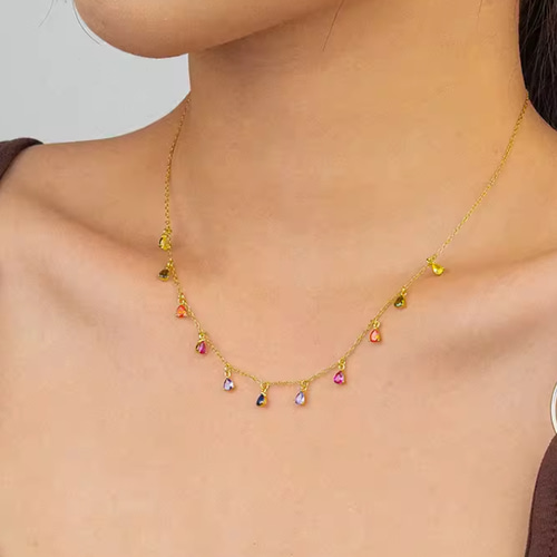 ジルコニアカラフルネックレス ネックレス ミスティックジルコニア ハート オーロラクリスタル 虹色