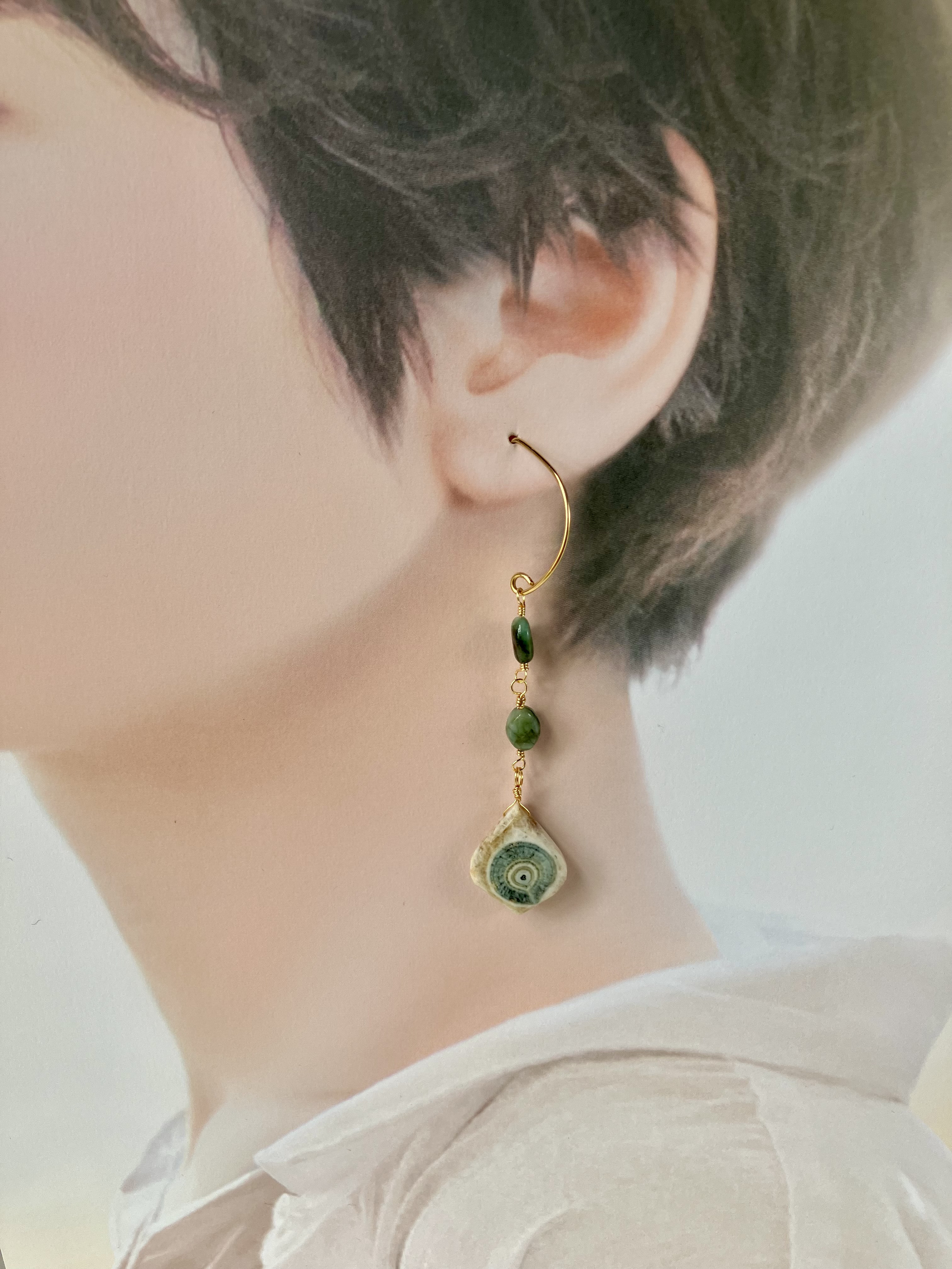 ソーラークォーツとエメラルドのピアス