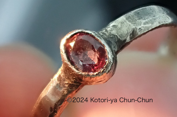 マラヤ ガーネットの猫足リング マラヤガーネット0.59ct ダイヤモンド0.07ct イエローゴールド