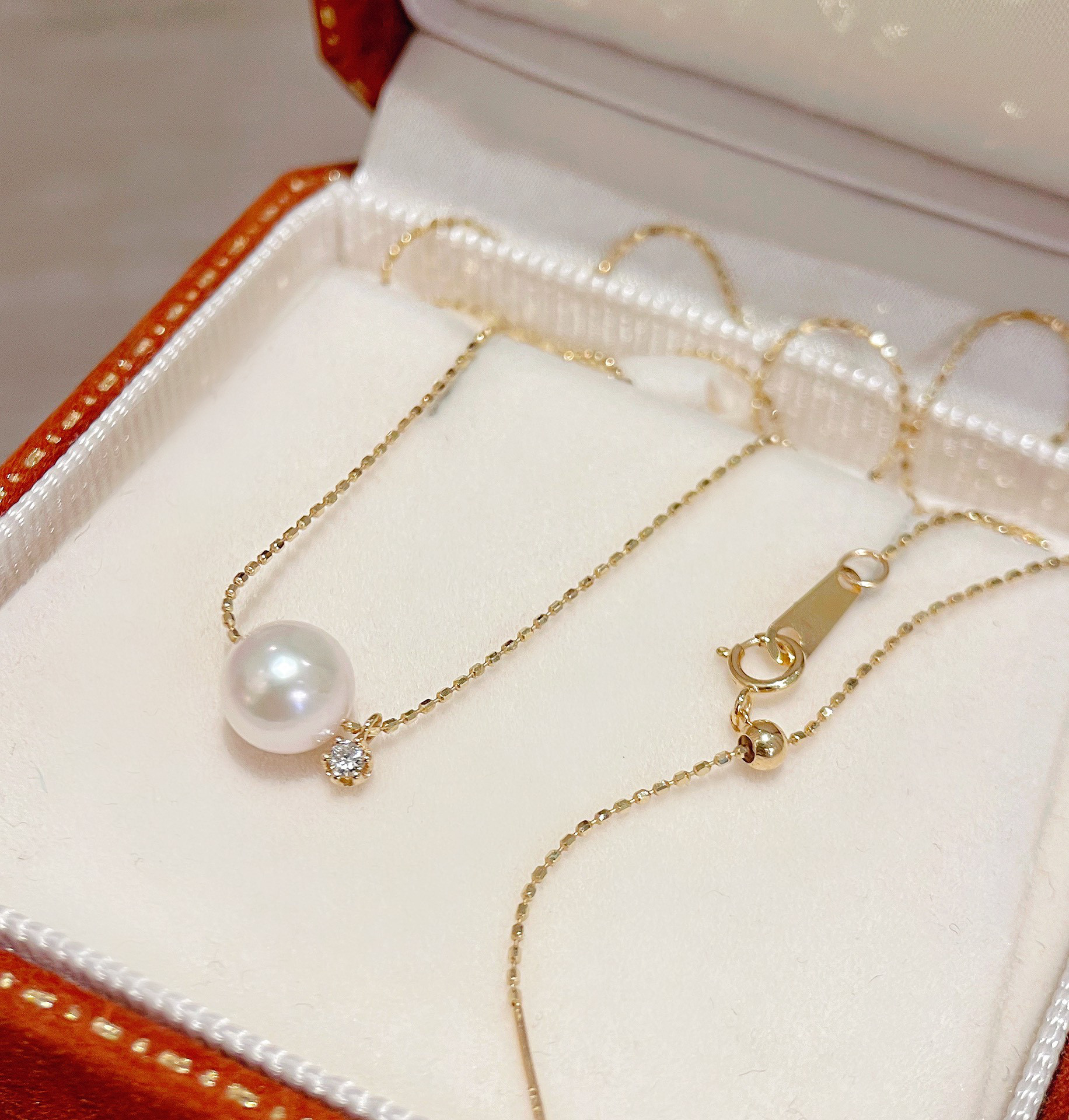 【高級】あこや真珠　ダイヤモンド付きネックレスk18