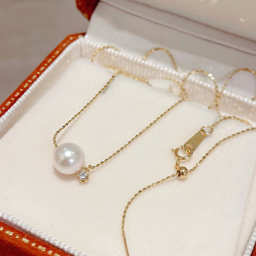 ▼ 【高級】あこや真珠　ダイヤモンド付きネックレスk18 あこやパールネックレス ▽ 【高級】あこや真珠 ダイヤモンド付きネックレスk18 あこやパール