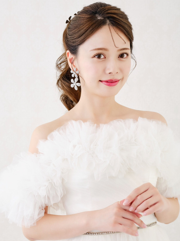 EK18 大ぶりイヤリング　ブライダルイヤリング　ウェディングイヤリング　結婚式  おしゃれ花嫁 6枚目の画像