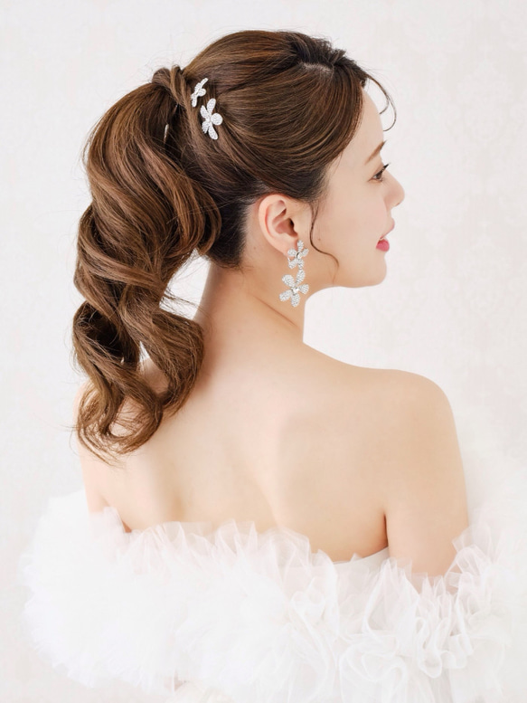 EK18 大ぶりイヤリング　ブライダルイヤリング　ウェディングイヤリング　結婚式  おしゃれ花嫁 5枚目の画像