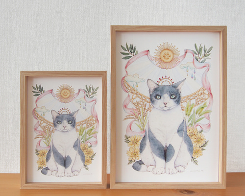 ラウラ・フューメ　L.FIUME　絵画　ポスター　アート　猫　額付き ラウラ・フューメ Laura Fiume 犬と猫 シルクスクリーン アート