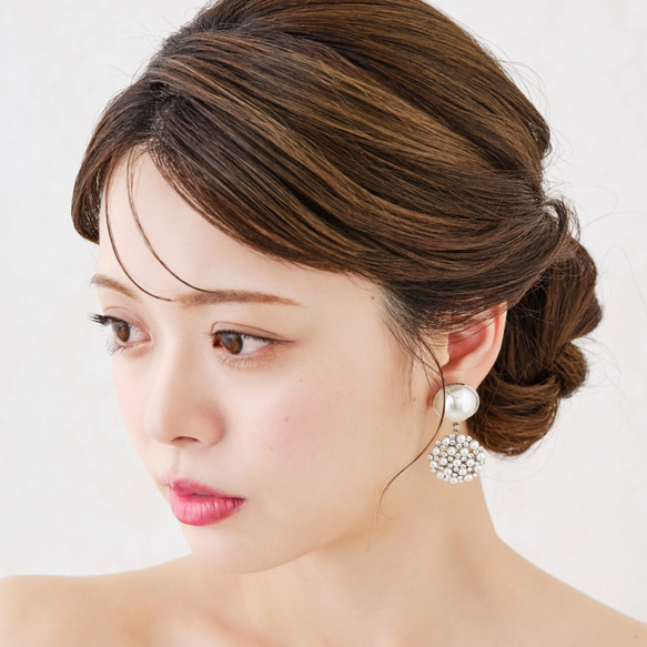 ウェディング 結婚式 ブライダル ピアス イヤリング パール 花