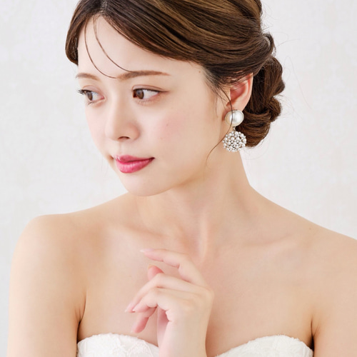 EK09 大ぶりイヤリング パール ブライダルイヤリング ウェディング