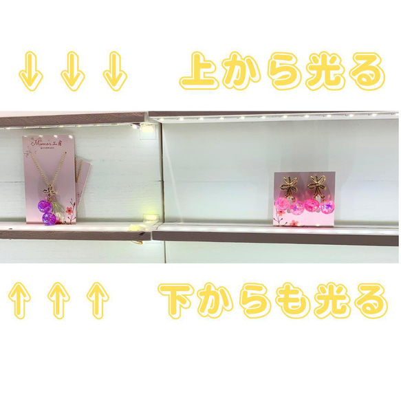 LEDライト付き　木製傾斜ディスプレイ　２台セット　マルシェ　イベント用 