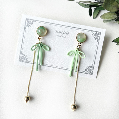 レジンヘアゴム ミントグリーン爽やか春夏