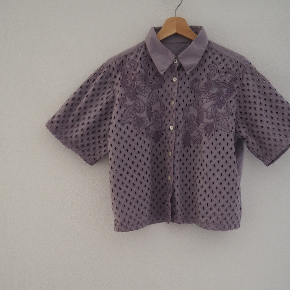 purple レースブラウス