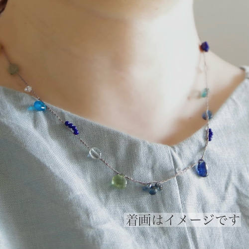 一点もの】カラフル天然石のネックレス☆C/カイヤナイト/アイオライト