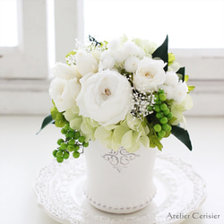 仏花　お供え花　造花　白薔薇　アレンジ 100均造花】仏花アレンジメントの作り方/高さのあるお供え花を