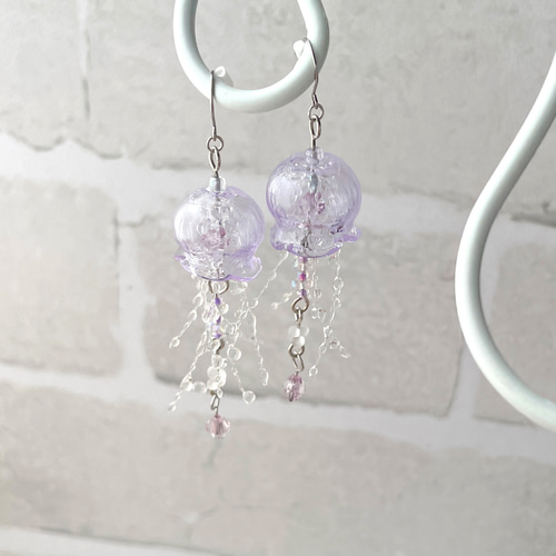 くらげ】海月/紫/パープル/purple/可愛い/海/ピアス/イヤリング ピアス
