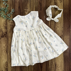 スモッキング刺繍のワンピース80・90㎝㎝（リバティプリント エデナム