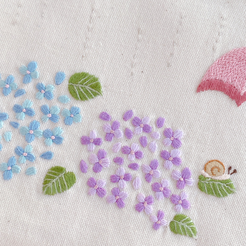 紫陽花　刺繍　額装 光沢を減らす工夫（紫陽花の刺繍）｜はなこまち/刺繍作家