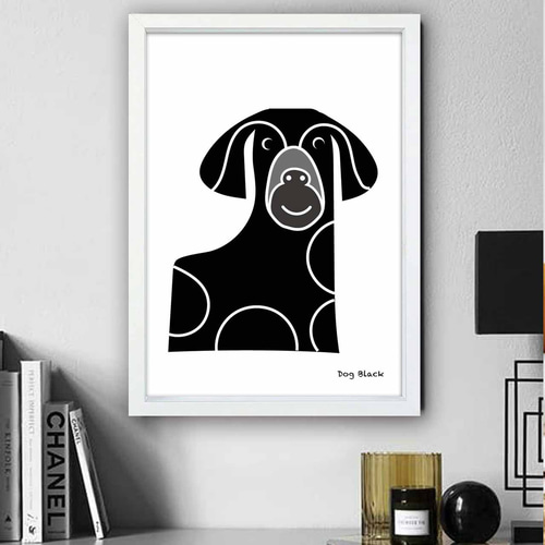 Dog Black 犬 イラスト ポスター A4 A3 A2 A1 アート アートポスター