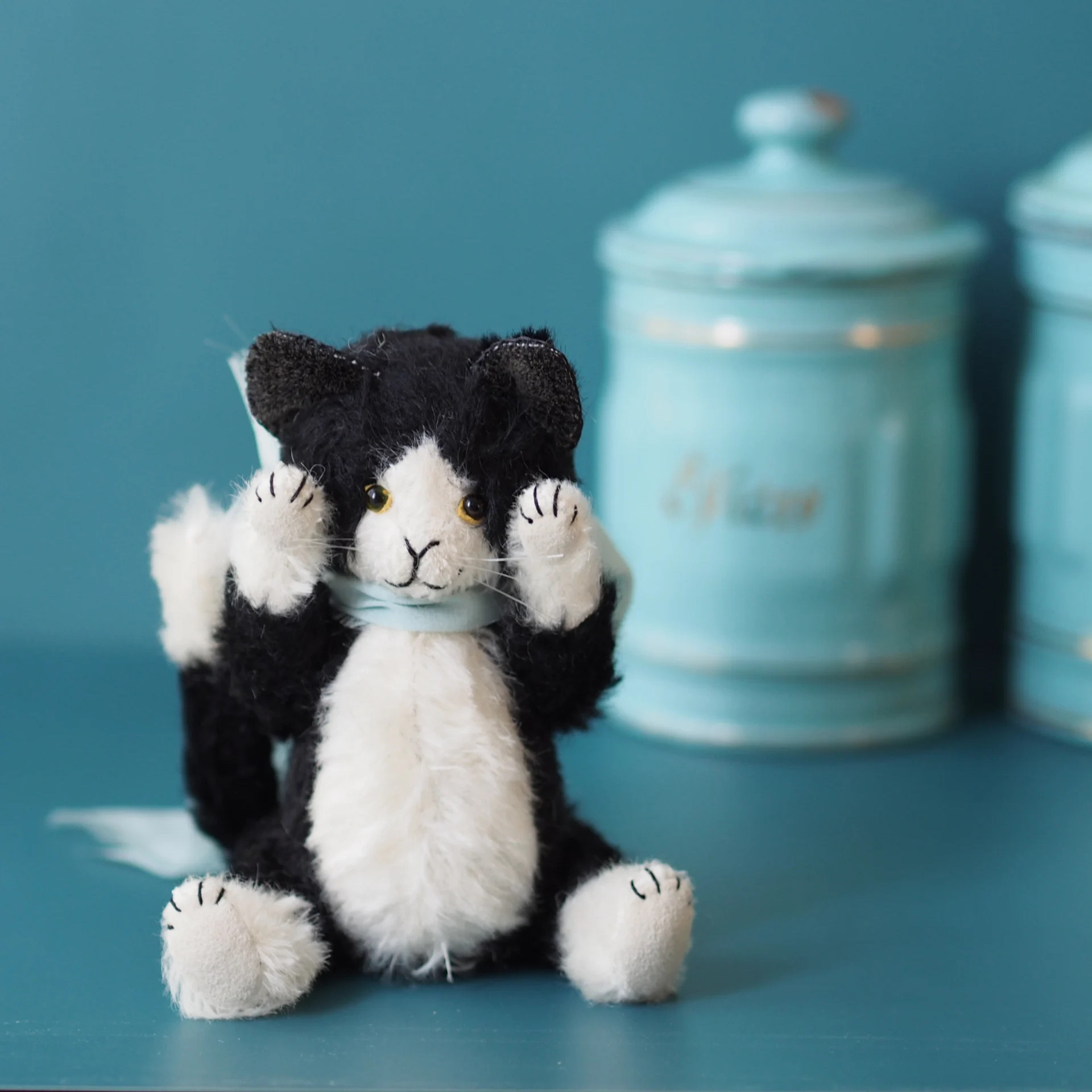 贈り物に　ciel étoilé 猫の日2025 tandard size teddy cat black&white
