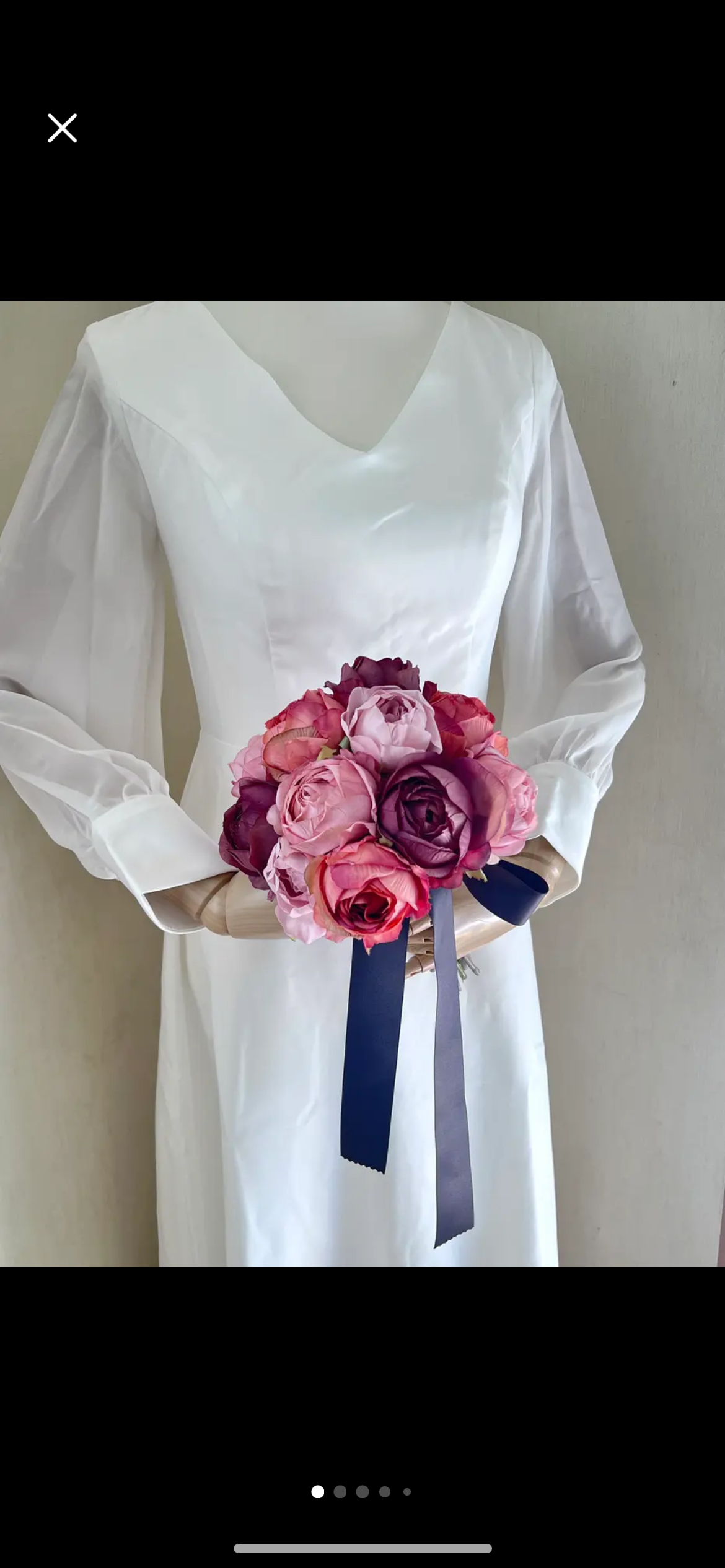 コロンと可愛い♡ウェディングブーケ　バラブーケ　アーティフィシャルフラワー　ラウンドブーケ　結婚式　前撮りブーケ