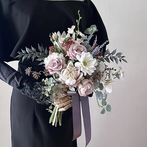 くすみ系が可愛い♡ウェディングブーケ 前撮り 結婚式 アーティ