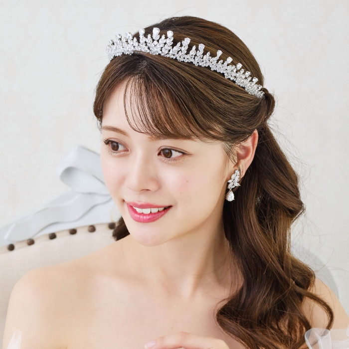 JT19 [カチューシャティアラ ] ロイヤルウェディング クラウンティアラ 結婚式   挙式  花嫁