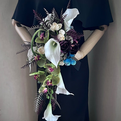 ウェディングブーケ/造花ブーケ/前撮り/アネモネブーケ/青ブーケ