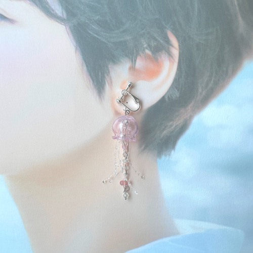 くらげ】海月/桃色/ピンク/pink/可愛い/海/ピアス/イヤリング