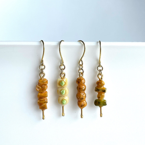 ミニチュアフード】選べる焼き鳥 4種の焼き鳥ピアス イヤリング 両耳