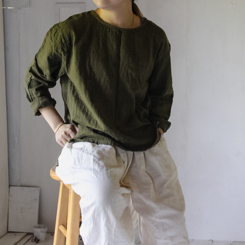 スズカゼ tops / 海松色 ダブルガーゼトップス