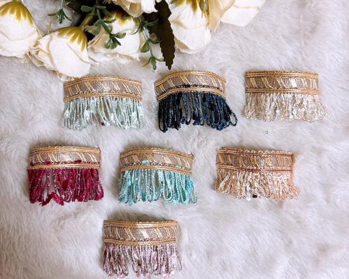 インド刺繍ヘアーカフ インド刺繍リボン インド刺繍 ヘアカフ ポニーフック