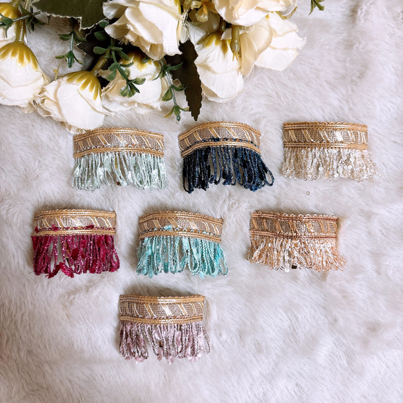 インド刺繍リボン インド刺繍 刺繍 ヘアカフ ポニーフック