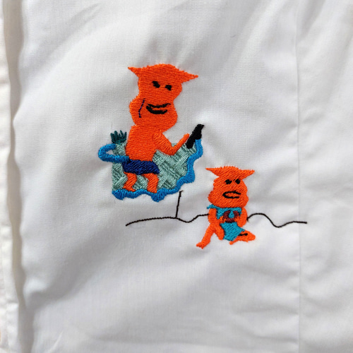 切実に夏曜日 刺繍シャツ 刺繍ブラウス 長袖 面白い 夏 水着