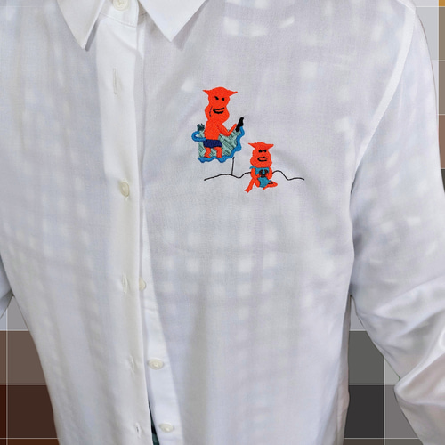 切実に夏曜日 刺繍シャツ 刺繍ブラウス 長袖 面白い 夏 水着