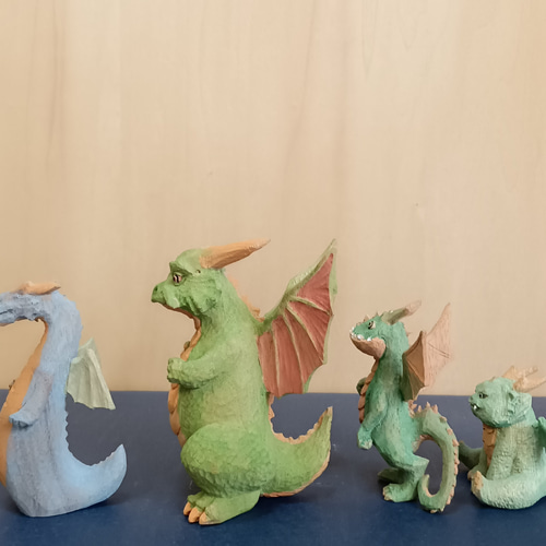 ドラゴン(4) 木彫の置物 彫刻 モク庵 通販 17764313｜Creema(クリーマ)