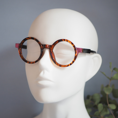 TR樹脂 丸型フレーム｜ボヘミアンスタイル｜ブラウンデミ×ピンク 眼鏡