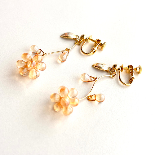 チェコ／チェコガラスビーズ】 ドロップ しずく お花のゆらゆら