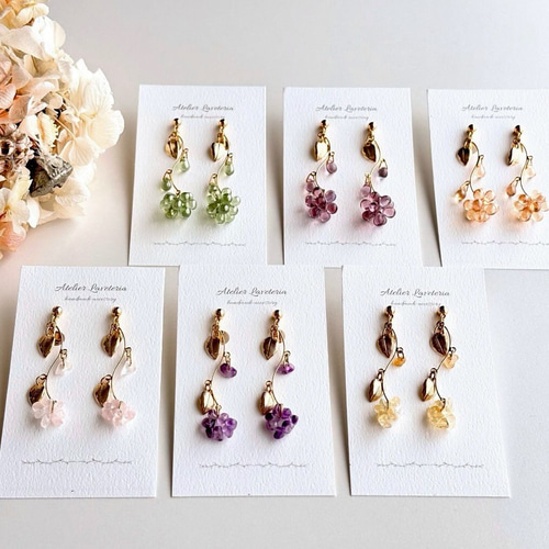 チェコ／チェコガラスビーズ】 ドロップ しずく お花のゆらゆら