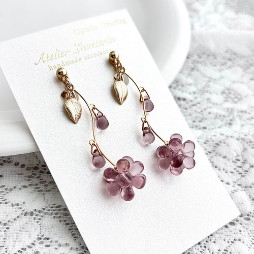 チェコ／チェコガラスビーズ】 ドロップ しずく お花のゆらゆら